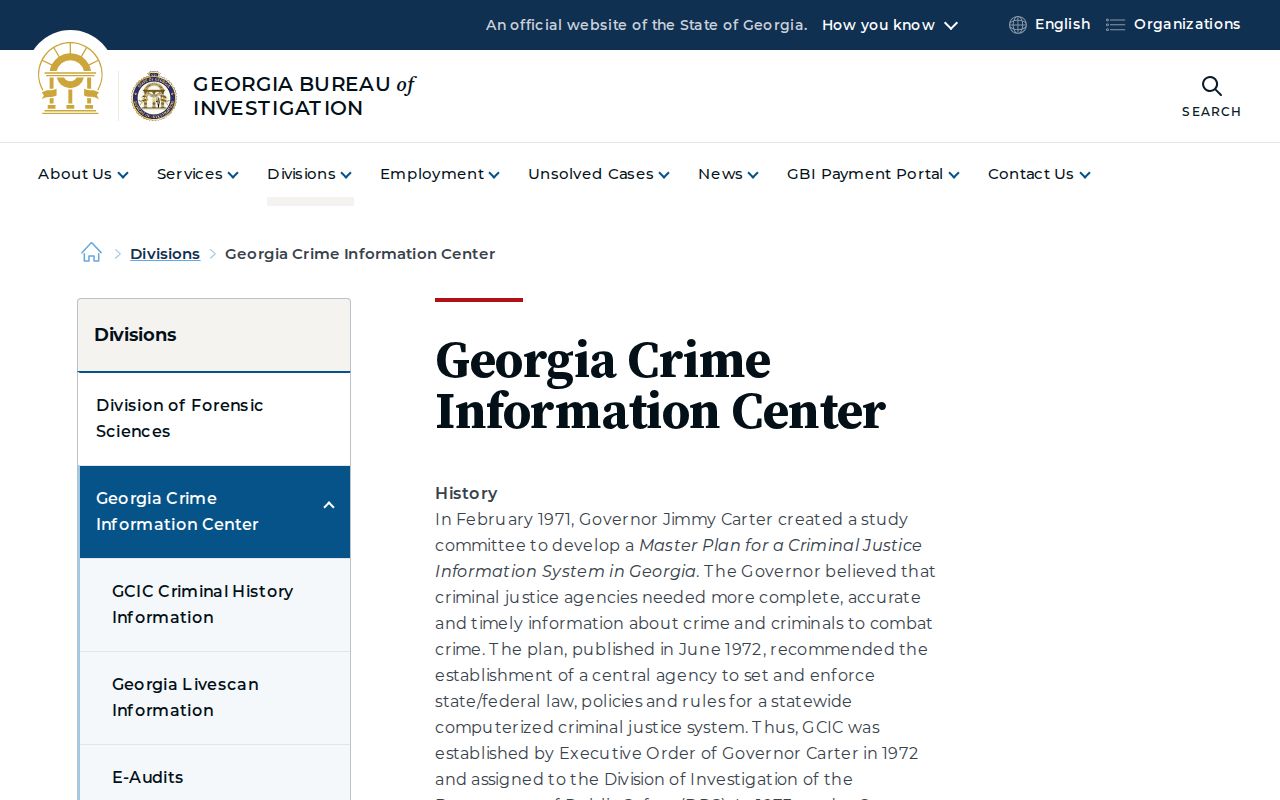 Georgia Crime Information Center explanation of restricted criminal justice systems